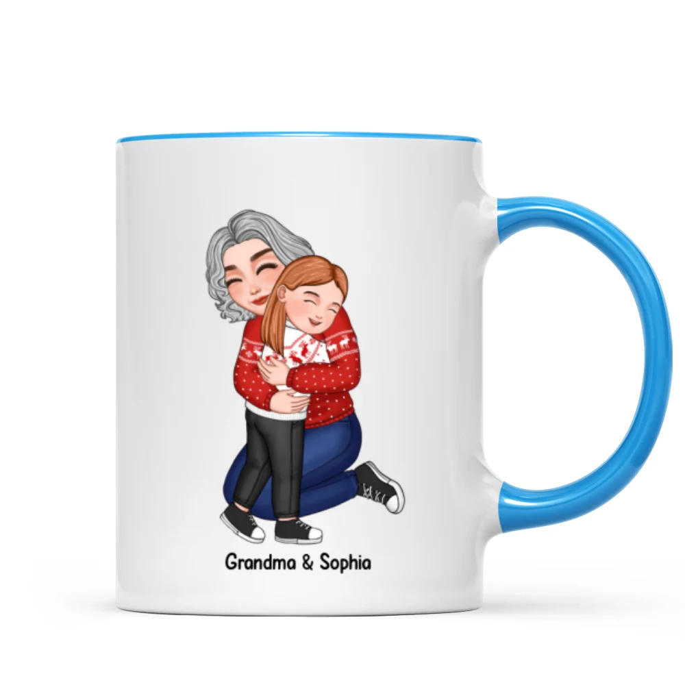 Cute Grandma Hugging GrandKid Christmas Gift For Granddaughter Grandson Personalized Mug - Image 7