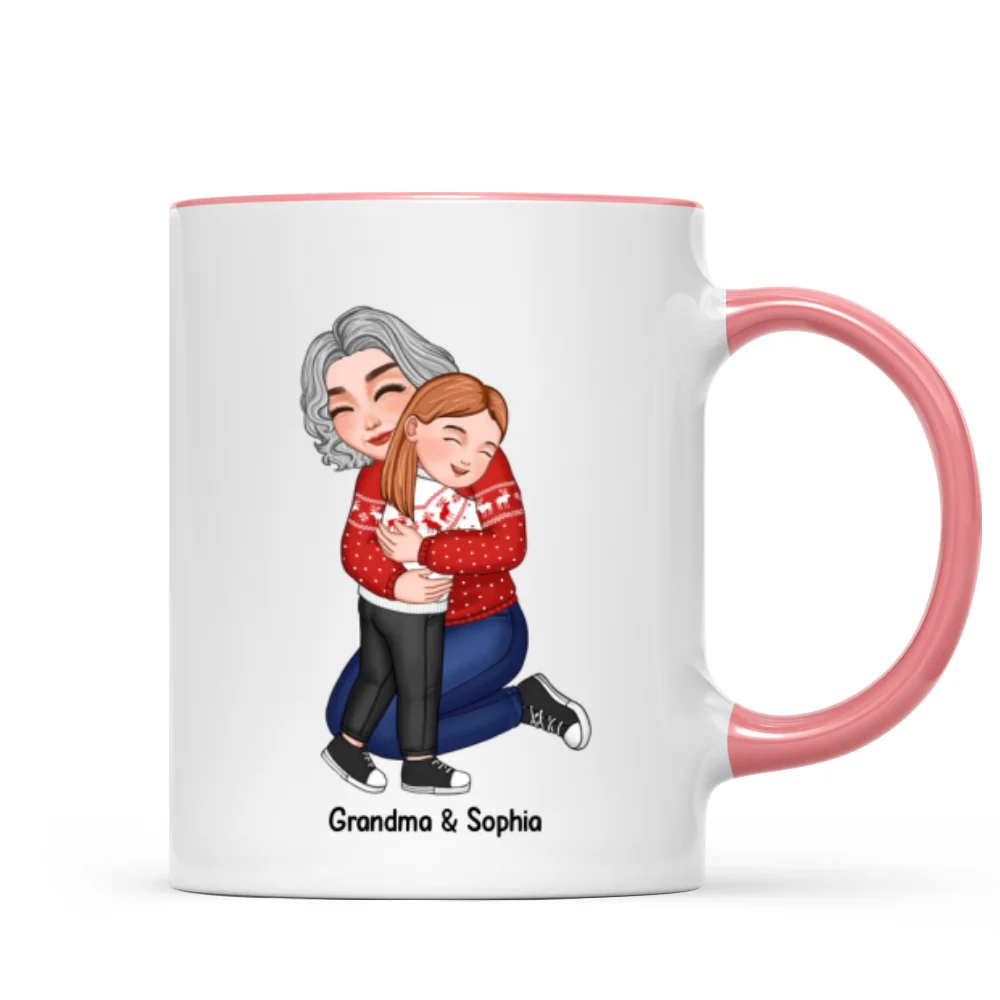 Cute Grandma Hugging GrandKid Christmas Gift For Granddaughter Grandson Personalized Mug - Image 8