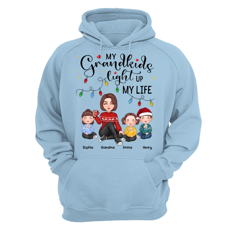 Cute Grandma My Grandkids Light Up My Life Christmas Personalized Shirt - Image 11