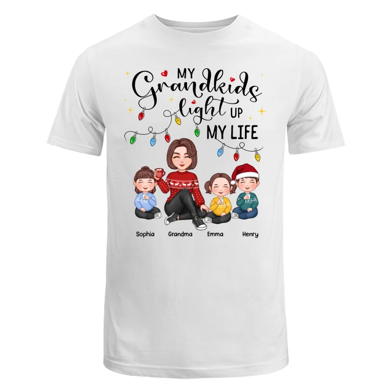 Cute Grandma My Grandkids Light Up My Life Christmas Personalized Shirt - Image 12
