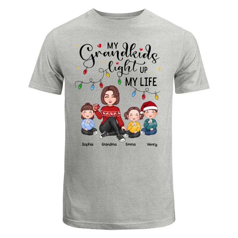 Cute Grandma My Grandkids Light Up My Life Christmas Personalized Shirt - Image 13