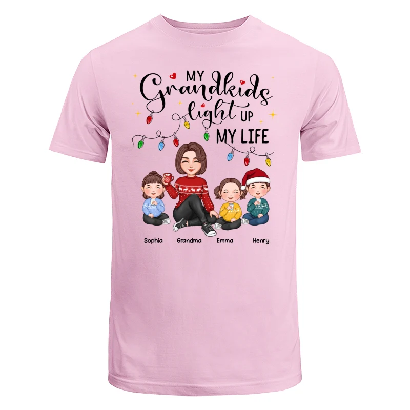 Cute Grandma My Grandkids Light Up My Life Christmas Personalized Shirt - Image 14