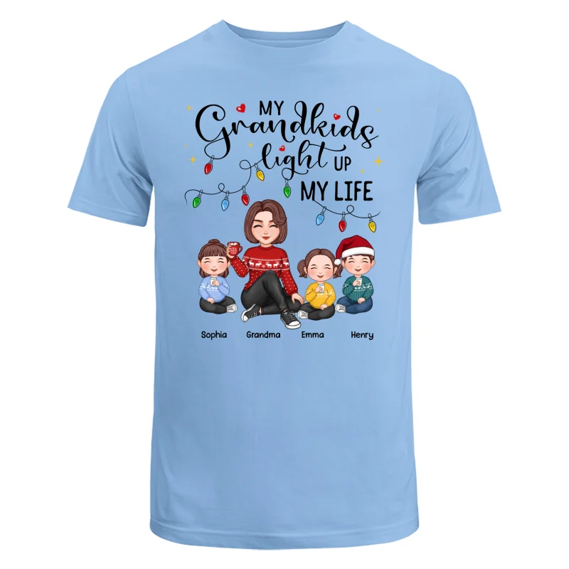 Cute Grandma My Grandkids Light Up My Life Christmas Personalized Shirt - Image 15