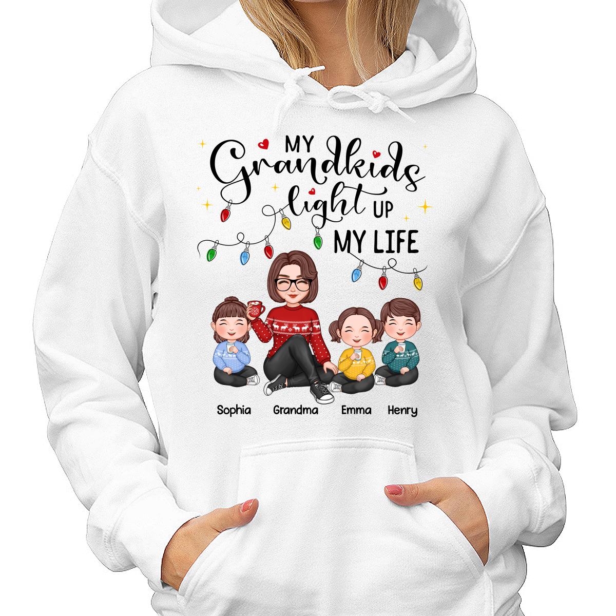 Cute Grandma My Grandkids Light Up My Life Christmas Personalized Shirt - Image 4