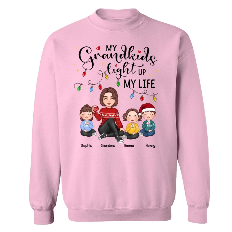 Cute Grandma My Grandkids Light Up My Life Christmas Personalized Shirt - Image 7