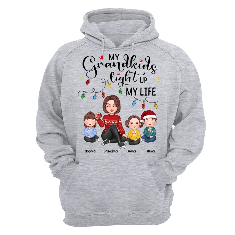 Cute Grandma My Grandkids Light Up My Life Christmas Personalized Shirt - Image 9