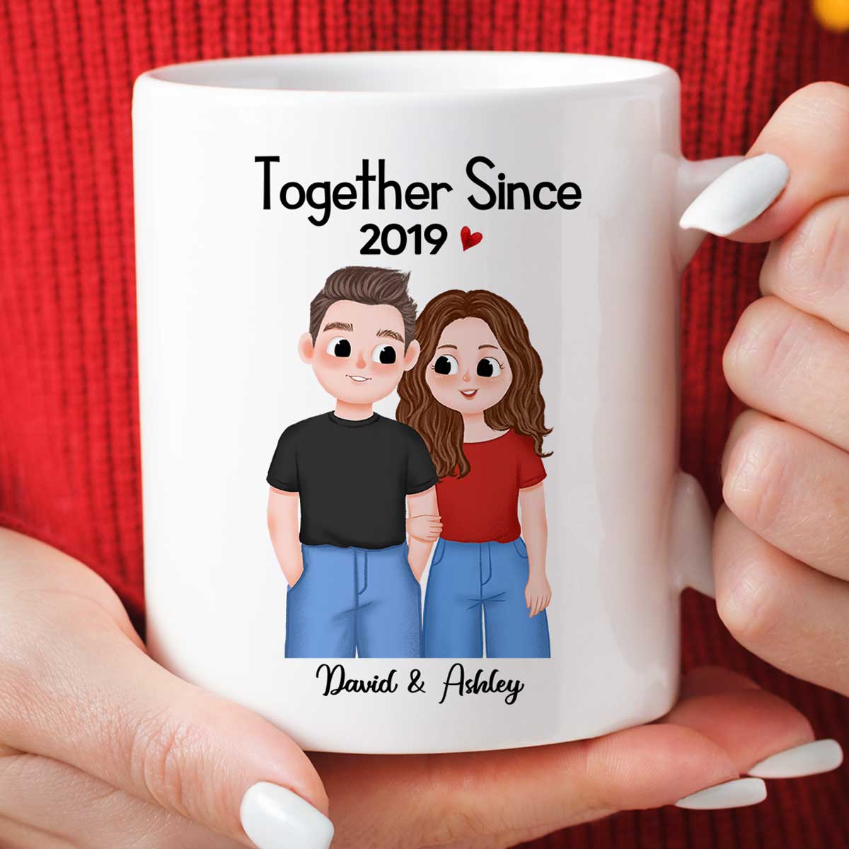 Cute Illustration Couple Together Since Gift For Him For Her Personalized Mug - Image 2