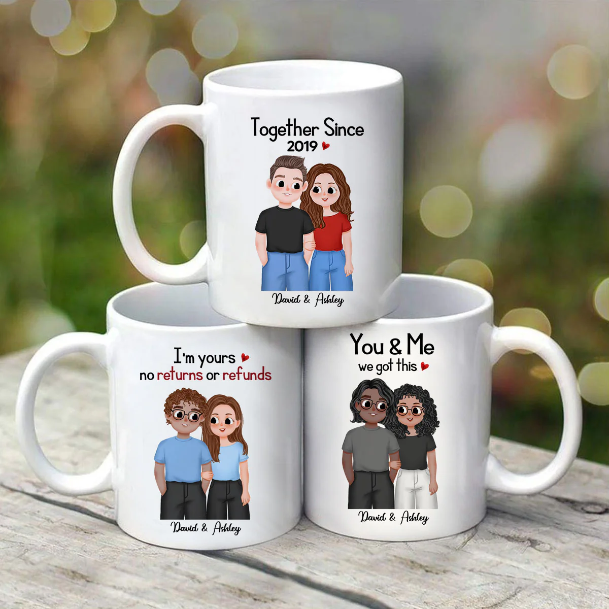Cute Illustration Couple Together Since Gift For Him For Her Personalized Mug - Image 3