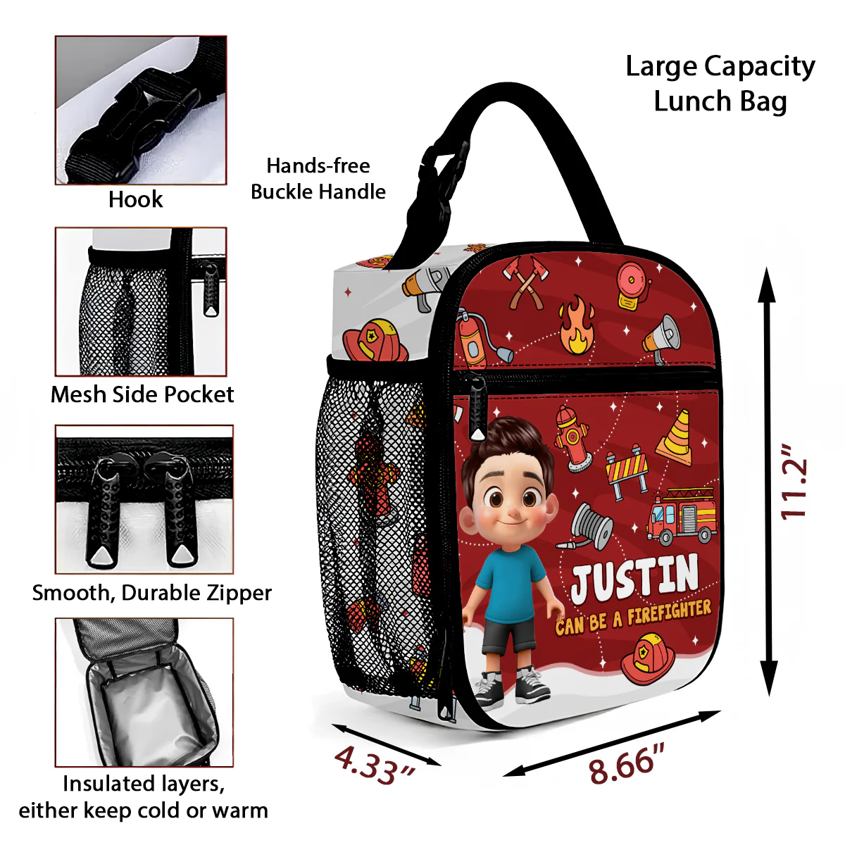 Cute Kid Can Be A Nurse, Astronaut, Firefighter, Teacher, Police,... Future Job Personalized Insulated Kid Lunch Bag, Back To School gift - Image 8