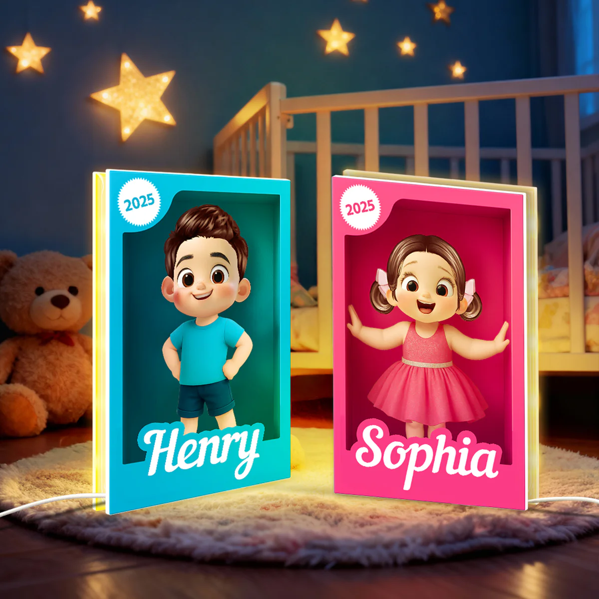 Cute Kid in Toy Box - Personalized Light Box - Christmas Gift for Kids, Grandkids - Image 4