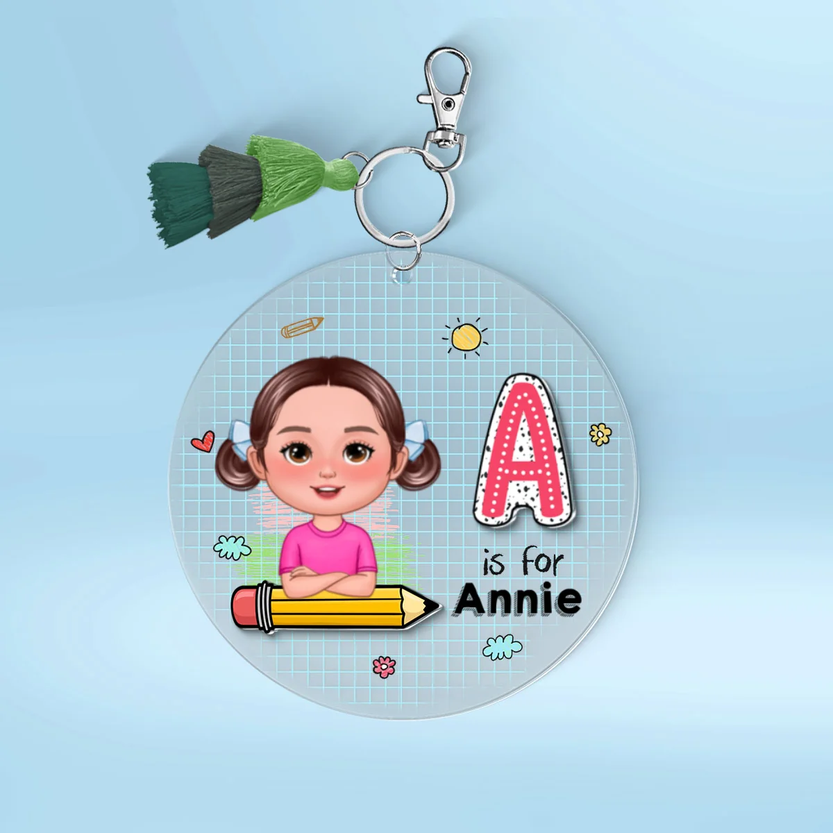 Cute Kid Initial Name Personalized 2-Layer Acrylic Keychain - Image 9