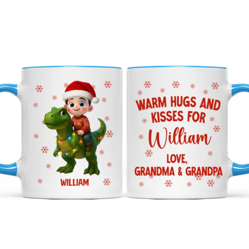 Cute Kid With Dinosaur Christmas Personalized Mug - Image 13