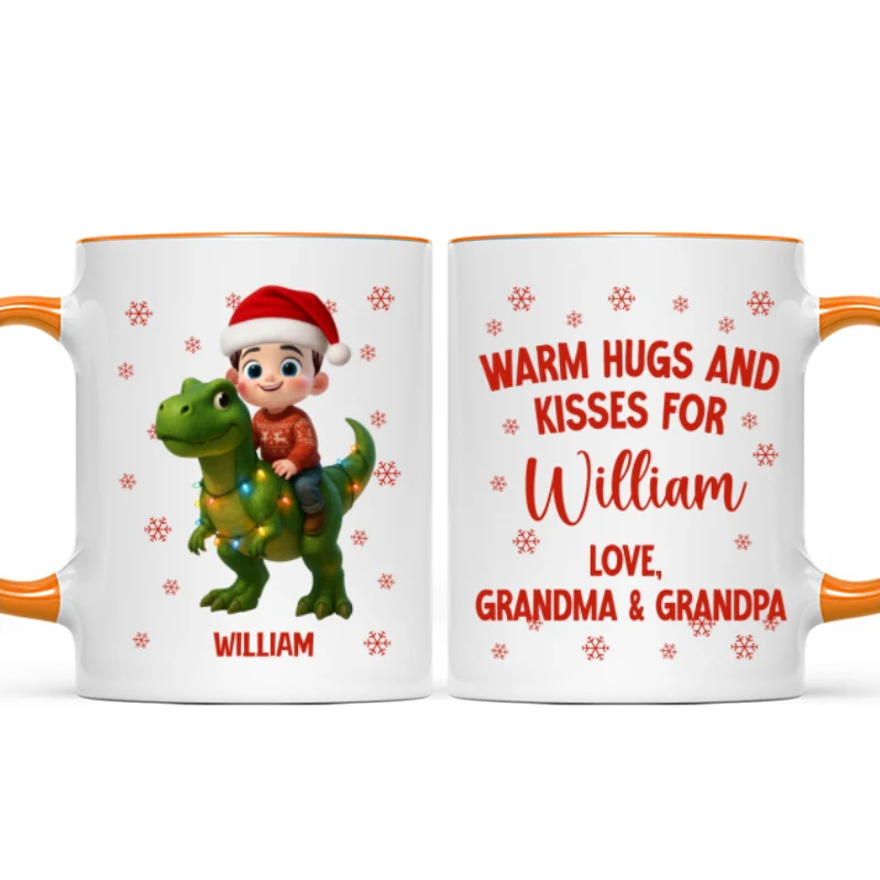 Cute Kid With Dinosaur Christmas Personalized Mug - Image 16