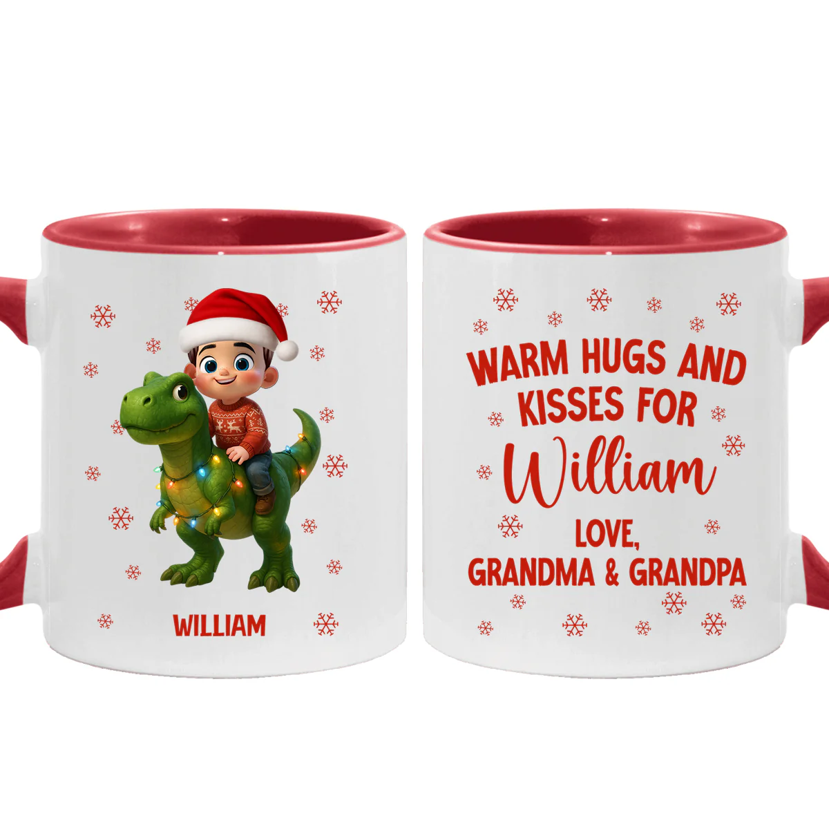 Cute Kid With Dinosaur Christmas Personalized Mug - Image 2