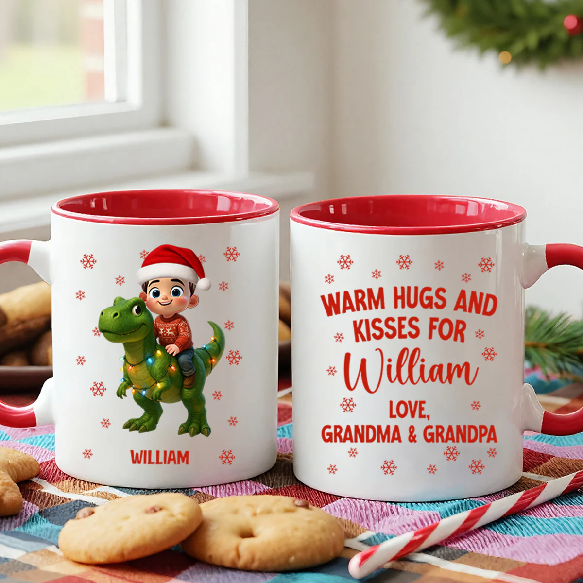 Cute Kid With Dinosaur Christmas Personalized Mug - Image 8