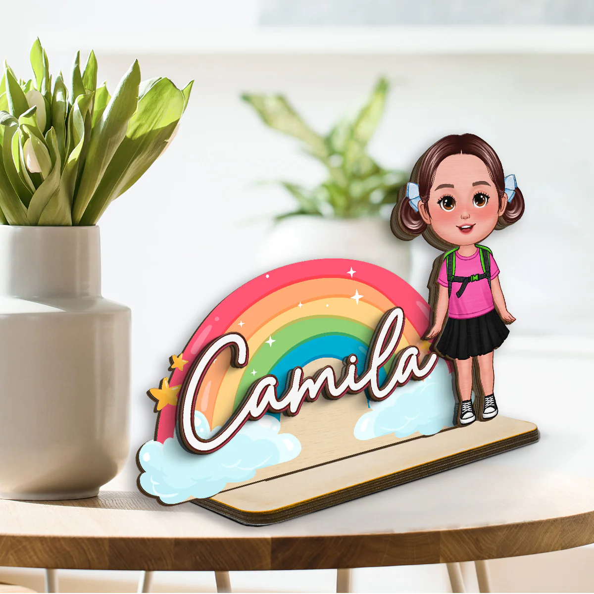 Cute Kid With Name Back to School Gift Personalized 2-Layer Standing Wooden Plaque - Image 11