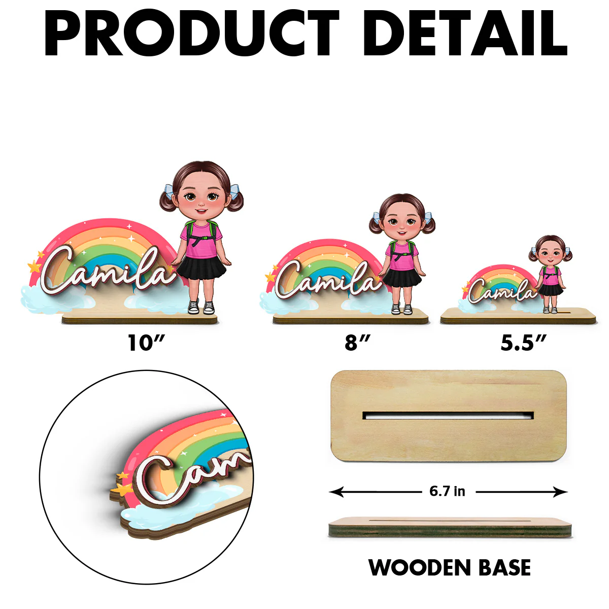 Cute Kid With Name Back to School Gift Personalized 2-Layer Standing Wooden Plaque - Image 6