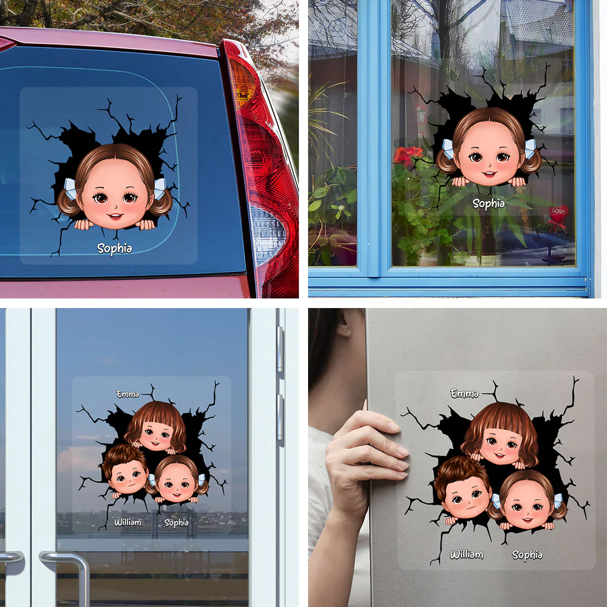Cute Kids Decor On Car Fridge Window Personalized Decal - Image 10