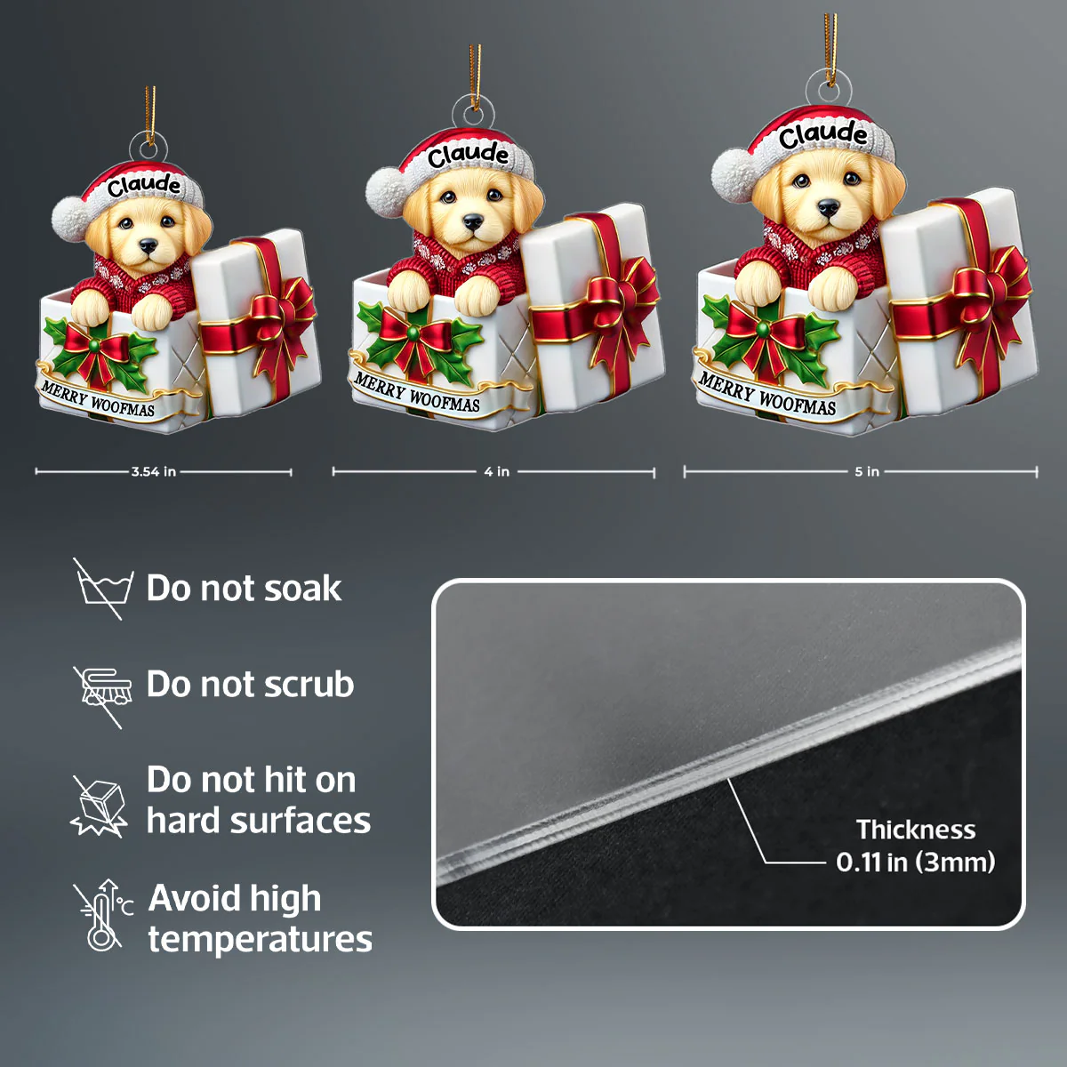 Cute Labrador Dog Inside Red Gift Box Personalized 2D Flat Acrylic Ornament, Christmas Gift for Dog Lovers - Image 6