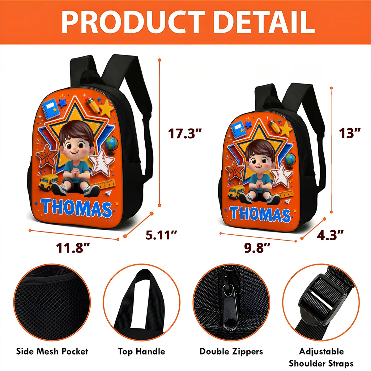 Cute Little Boy Custom Grade - Personalized Backpack - Back To School Gift For Kids, Sons, Grandson - Image 4