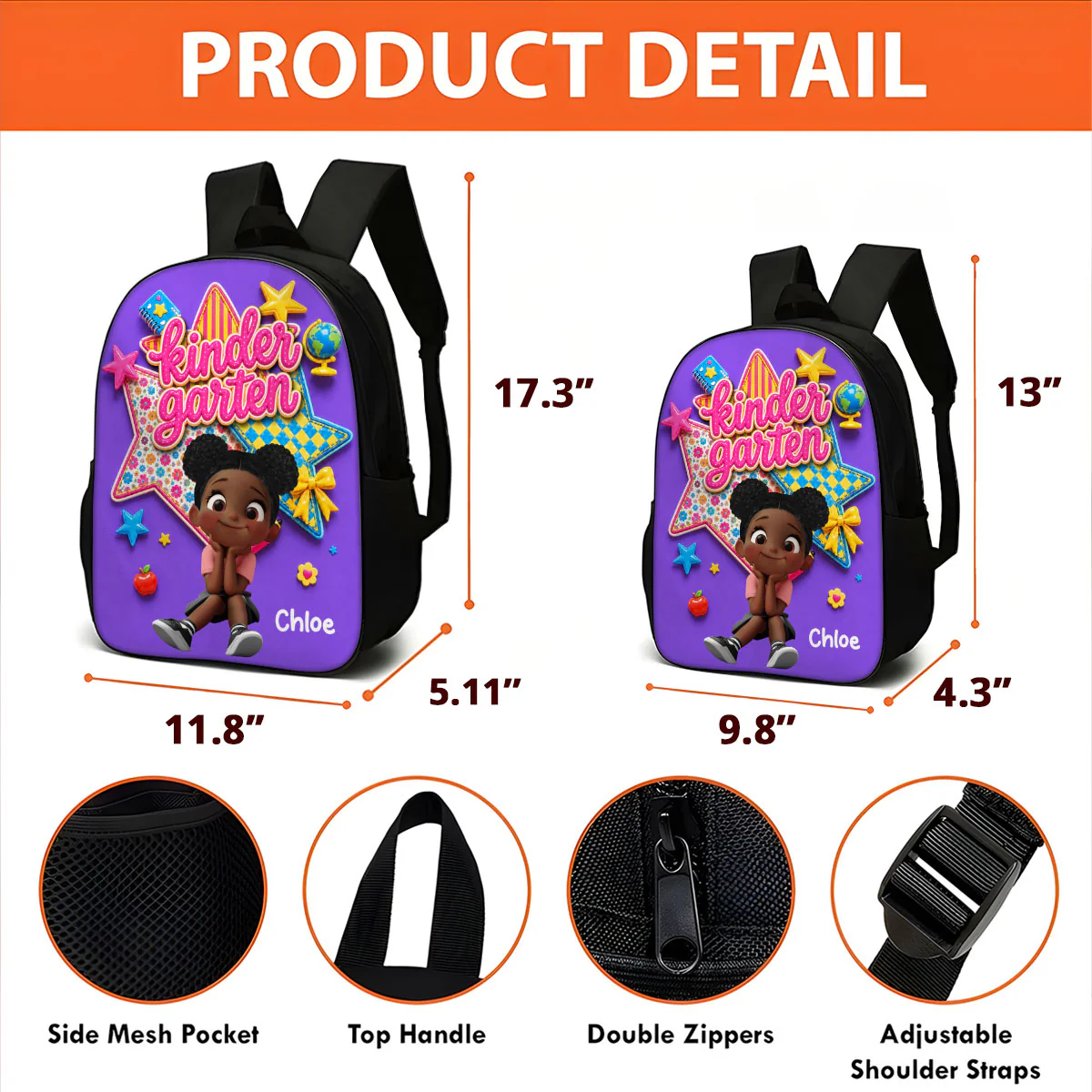 Cute Little Girl Custom Grade - Personalized Backpack - Back To School Gift For Kids, Daughters, Granddaughters, Kid Girl - Image 4