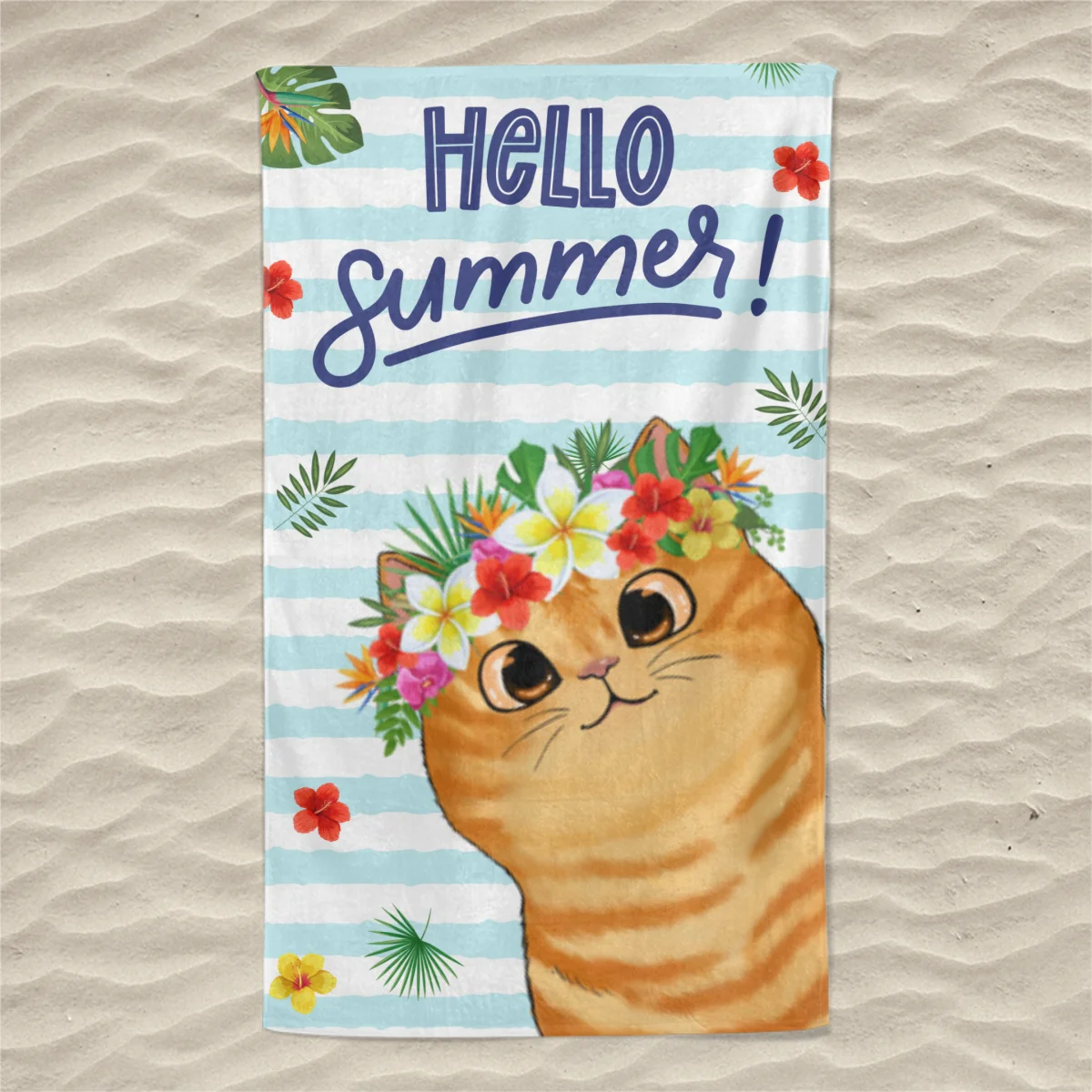 Cute Peeking Cat Summer Gift for Cat Lover Personalized Beach Towel - Image 4