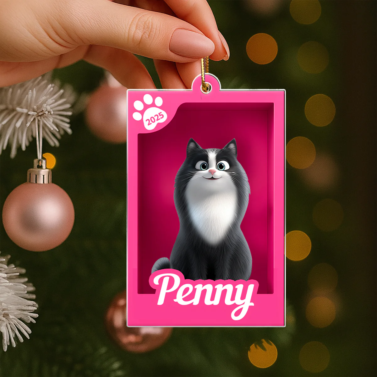 Cute Pet In Toy Box - Personalized Acrylic Ornament - Christmas Gift For Dog Cat Lovers - Image 4