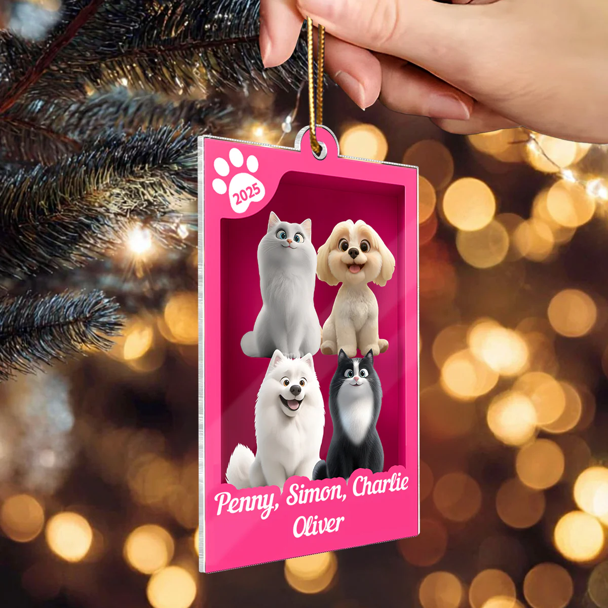 Cute Pet In Toy Box - Personalized Acrylic Ornament - Christmas Gift For Dog Cat Lovers - Image 5