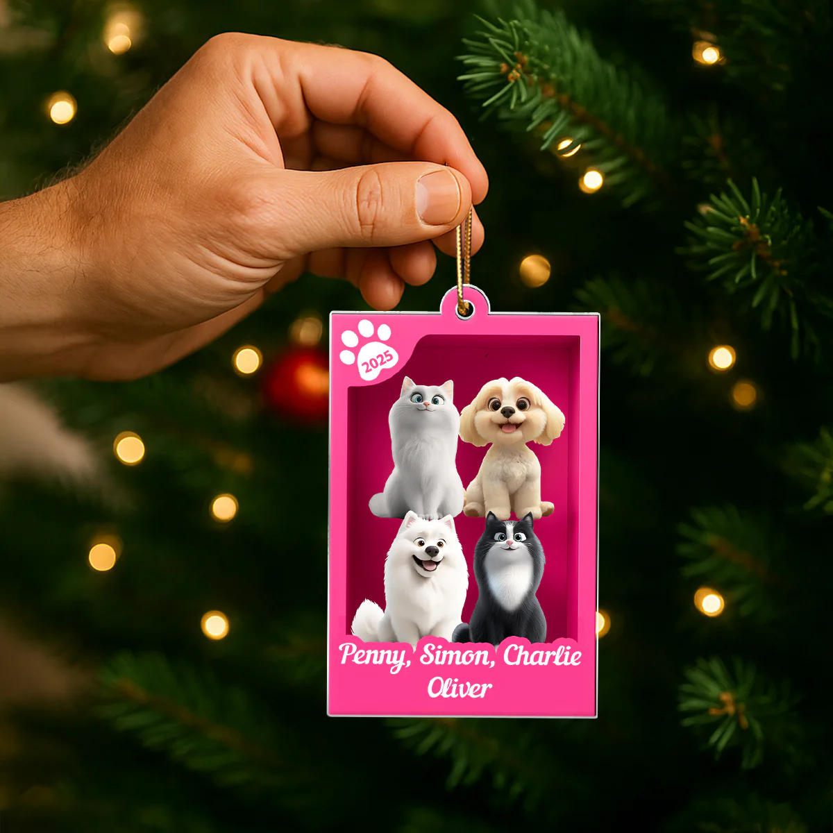 Cute Pet In Toy Box - Personalized Acrylic Ornament - Christmas Gift For Dog Cat Lovers - Image 7