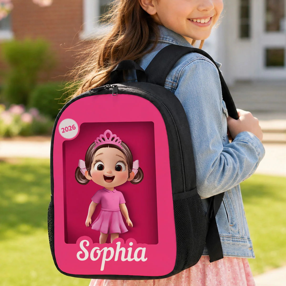 Cute Pink Girl - Personalized Backpack - Back To School Gift For Kids, Daughters, Granddaughters - Image 2