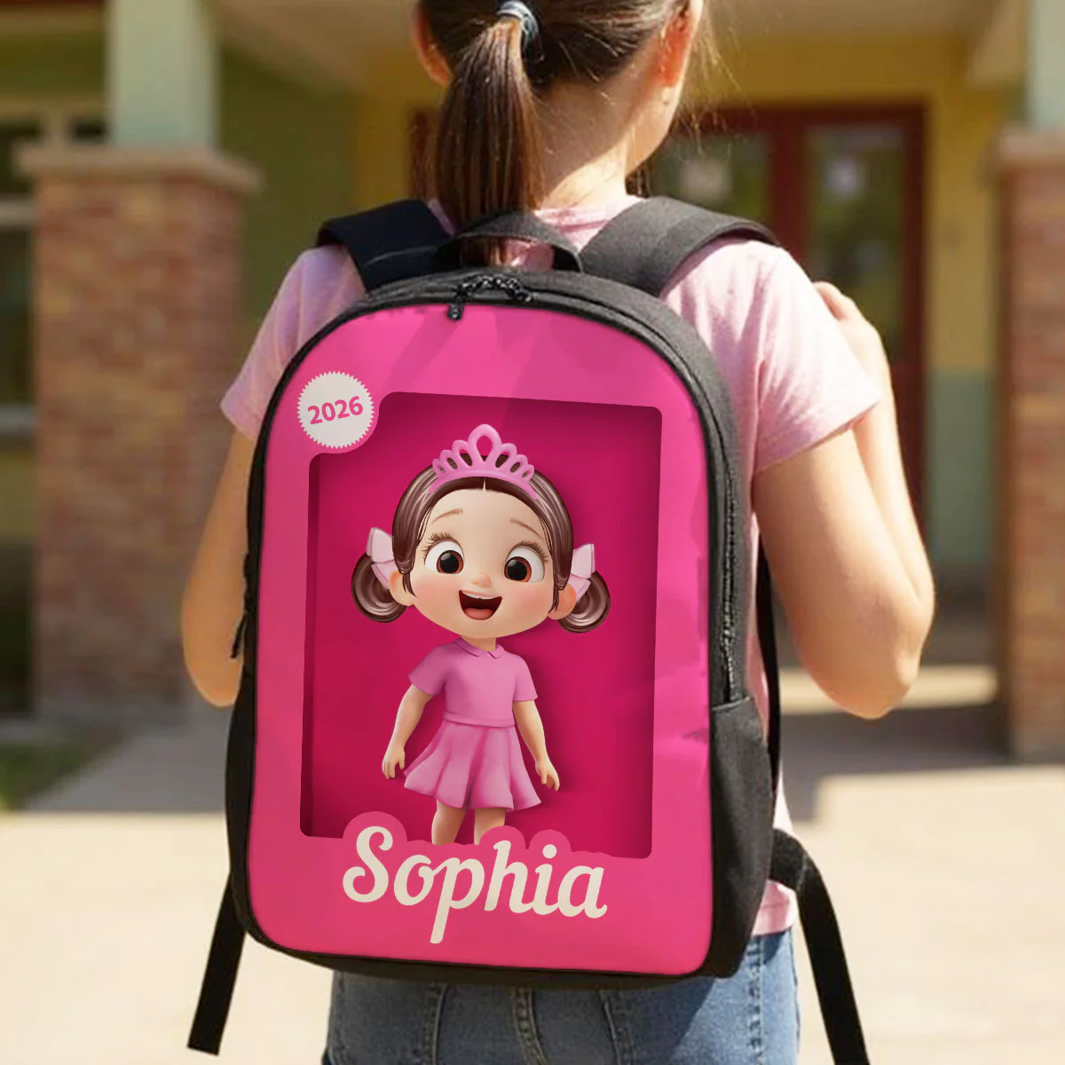 Cute Pink Girl - Personalized Backpack - Back To School Gift For Kids, Daughters, Granddaughters - Image 6
