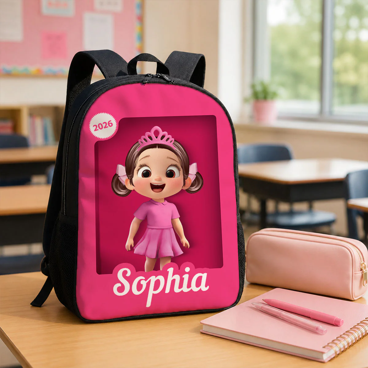 Cute Pink Girl - Personalized Backpack - Back To School Gift For Kids, Daughters, Granddaughters - Image 7