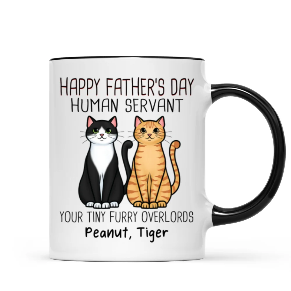 Cute Sitting Cats Happy Father‘s Day Human Servant Personalized Mug - Image 5