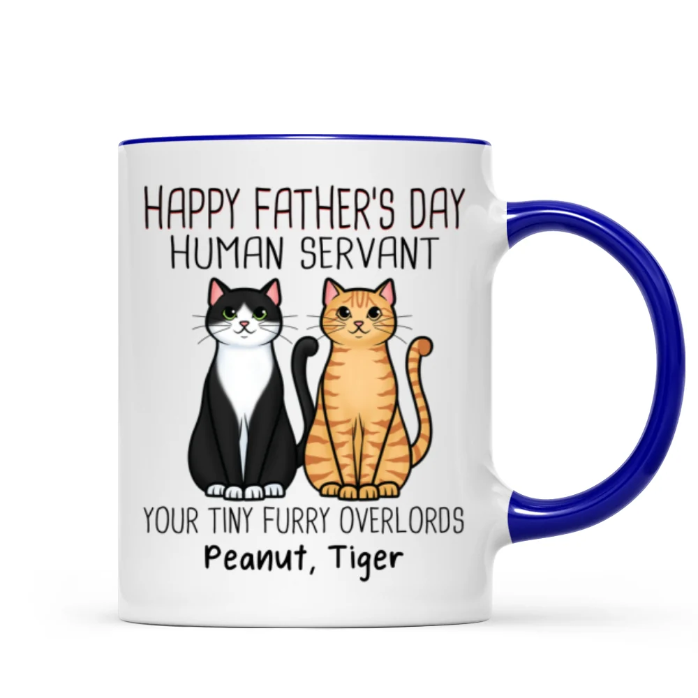 Cute Sitting Cats Happy Father‘s Day Human Servant Personalized Mug - Image 6