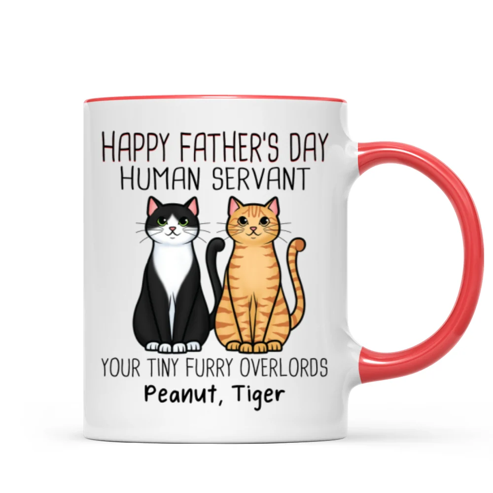 Cute Sitting Cats Happy Father‘s Day Human Servant Personalized Mug - Image 7