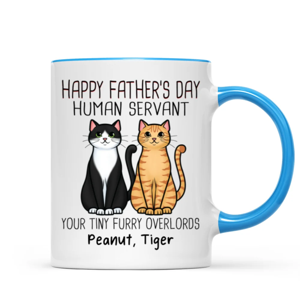 Cute Sitting Cats Happy Father‘s Day Human Servant Personalized Mug - Image 8