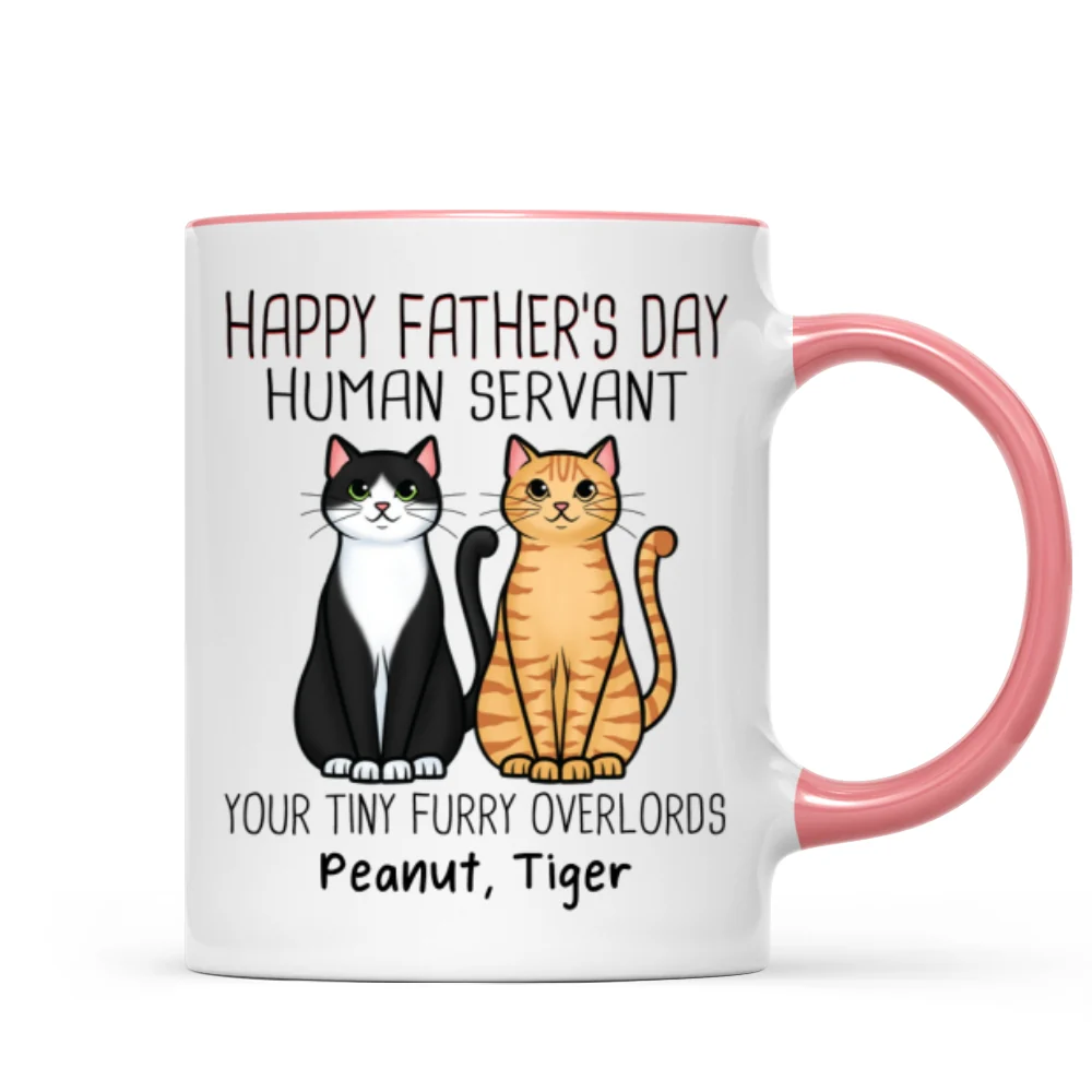 Cute Sitting Cats Happy Father‘s Day Human Servant Personalized Mug - Image 9