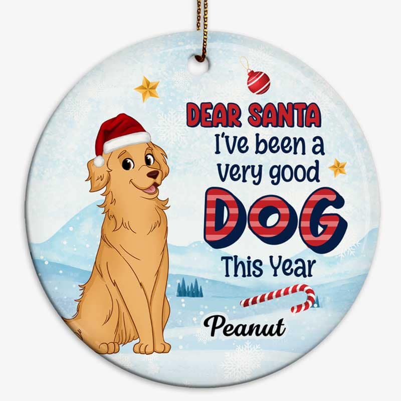 Cute Sitting Dog Been Good Christmas Personalized Circle Ornament