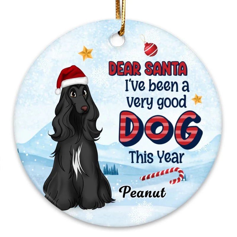Cute Sitting Dog Been Good Christmas Personalized Circle Ornament - Image 3