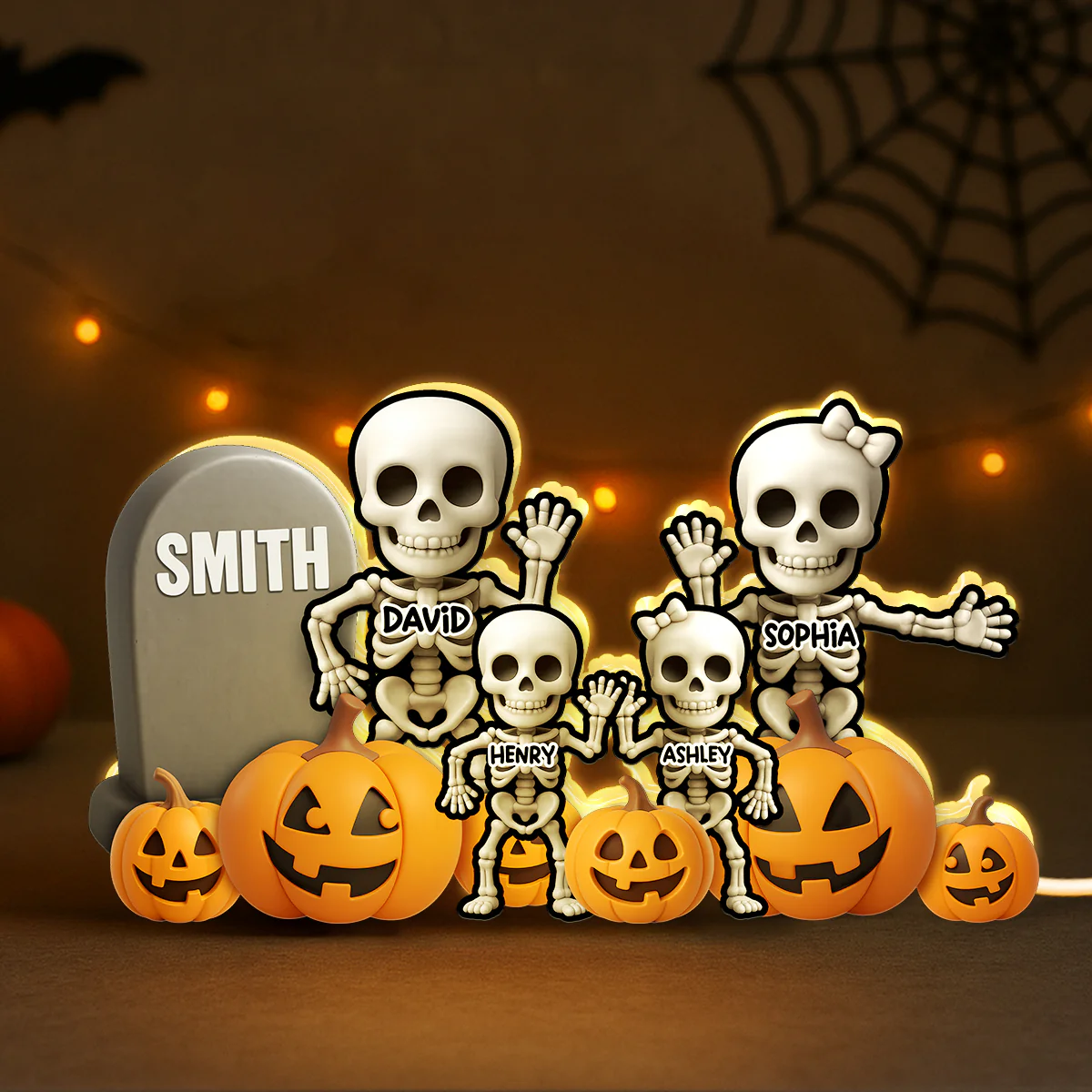Cute Skeleton Halloween Standing 3D Effect Personalized Light Box - Image 2