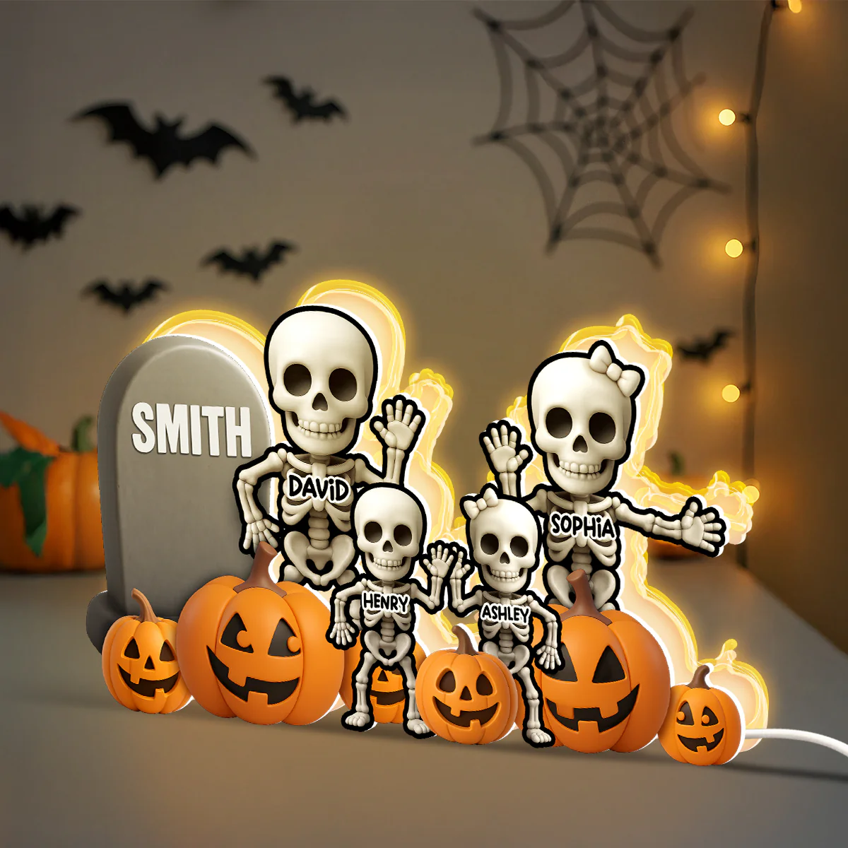 Cute Skeleton Halloween Standing 3D Effect Personalized Light Box - Image 3