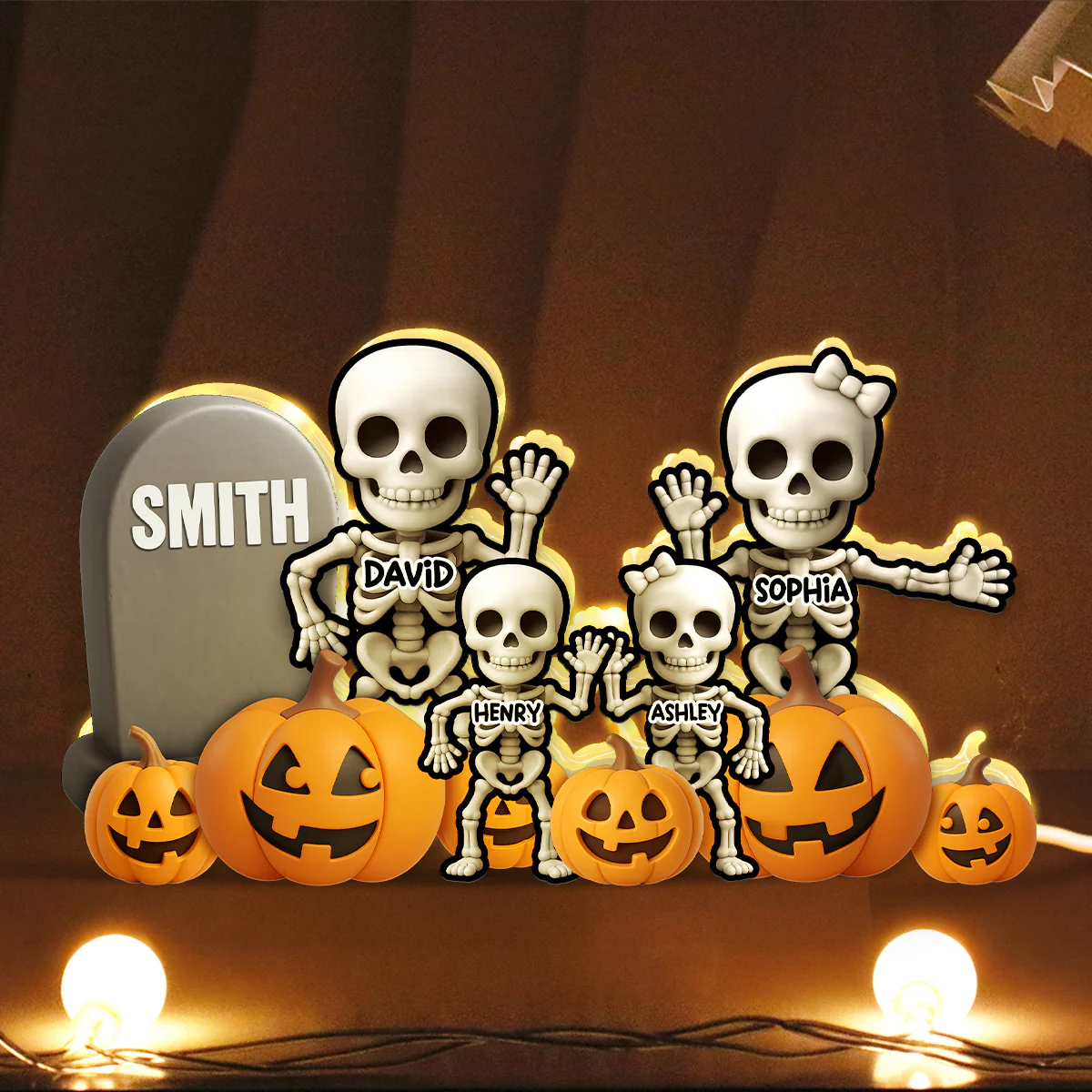 Cute Skeleton Halloween Standing 3D Effect Personalized Light Box - Image 4