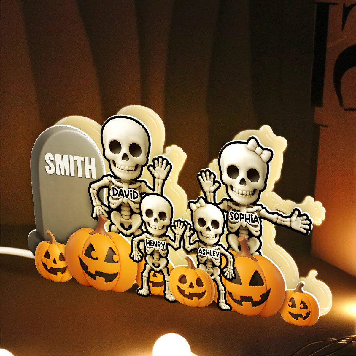 Cute Skeleton Halloween Standing 3D Effect Personalized Light Box - Image 5