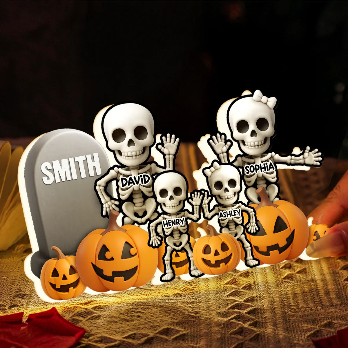 Cute Skeleton Halloween Standing 3D Effect Personalized Light Box - Image 6