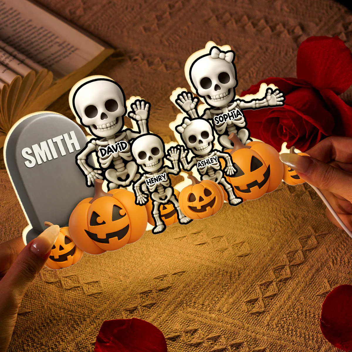 Cute Skeleton Halloween Standing 3D Effect Personalized Light Box - Image 7