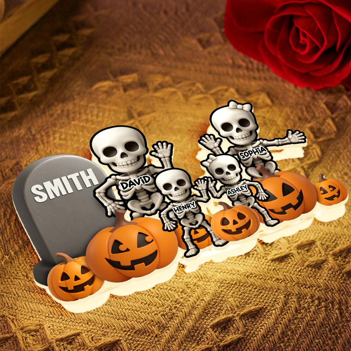 Cute Skeleton Halloween Standing 3D Effect Personalized Light Box - Image 8
