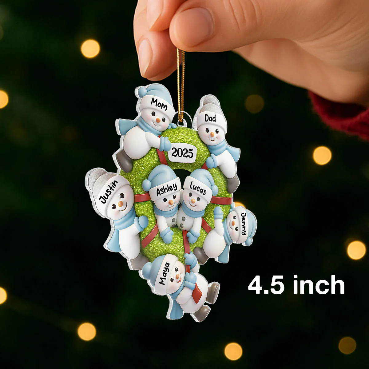 Cute Snowman Family - Personalized Acrylic Ornament - Christmas Gift for Family - Image 2