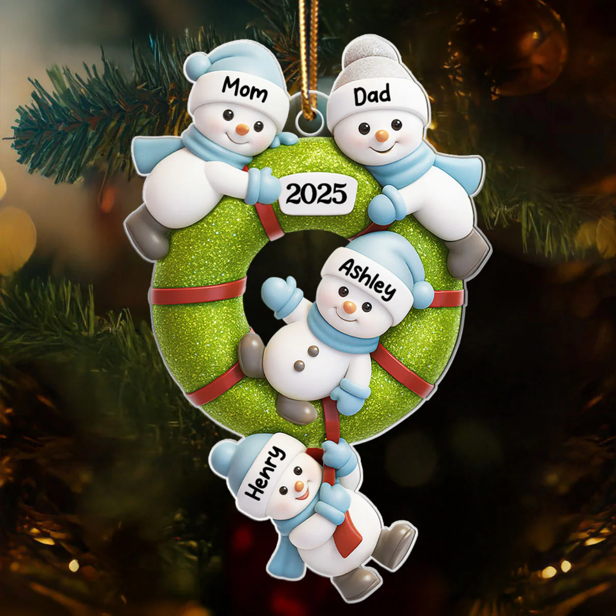 Cute Snowman Family - Personalized Acrylic Ornament - Christmas Gift for Family - Image 3