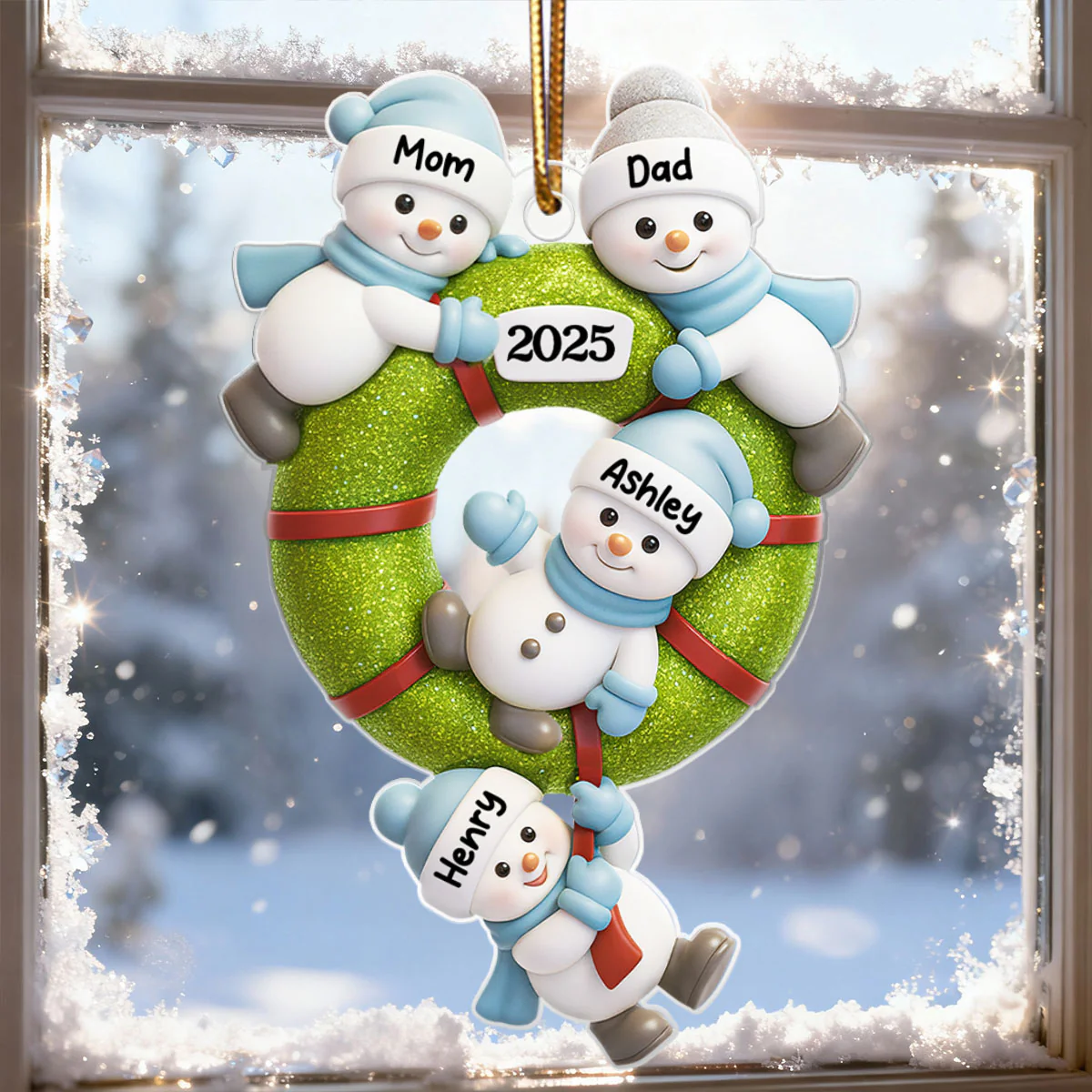 Cute Snowman Family - Personalized Acrylic Ornament - Christmas Gift for Family - Image 4