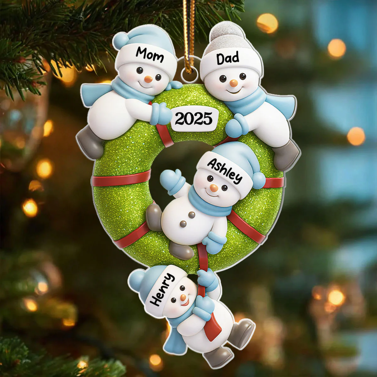 Cute Snowman Family - Personalized Acrylic Ornament - Christmas Gift for Family - Image 5